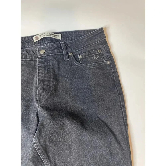 Harley Davidson Womens Black Distressed Denim American Bootcut Jeans Size 10 - Picture 3 of 9